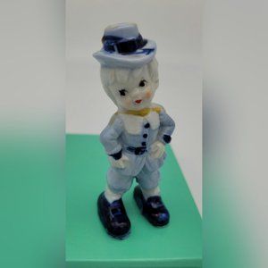 Blue and White Ceramic Vintage Figurine